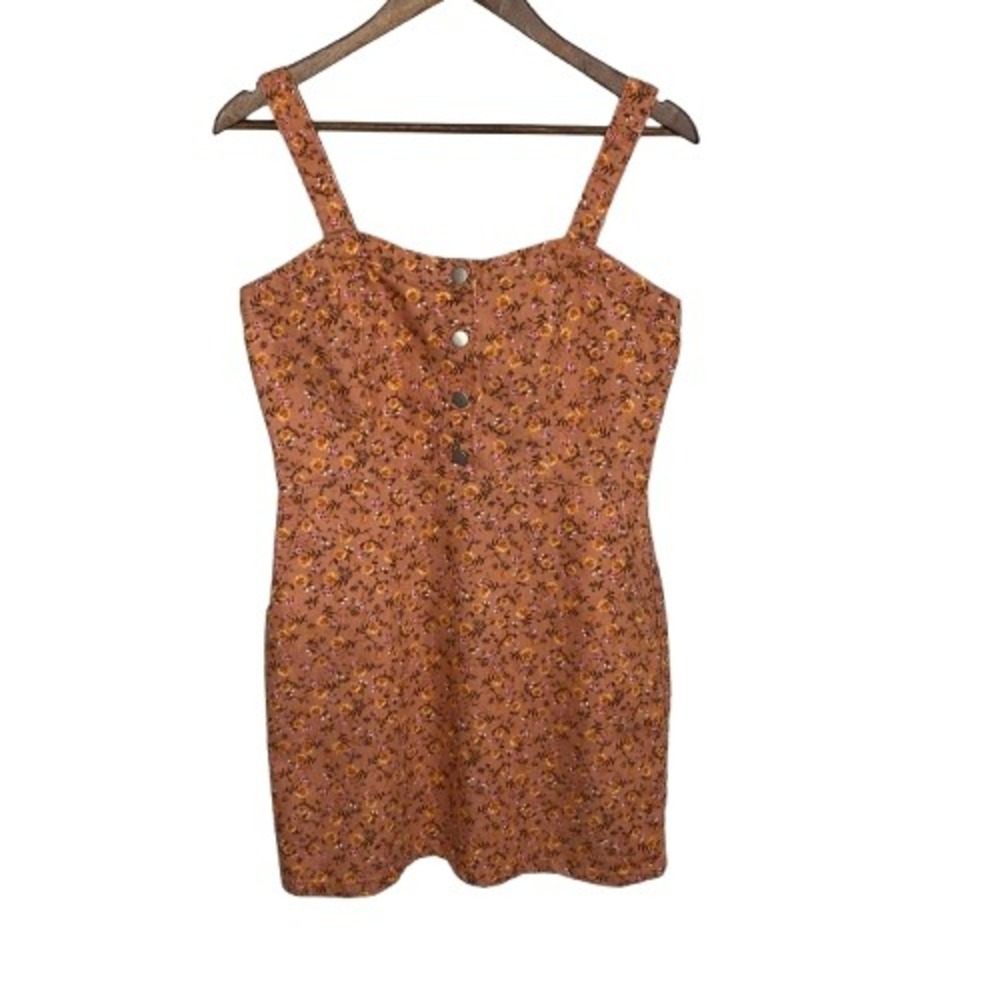 Y2K Micro Floral Jumper Dress Womens Size L Boho Festival Retro Pockets Summer